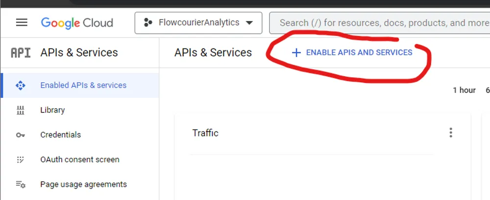 Click Enable APIs and Services